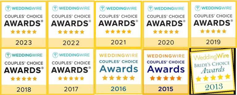 awards from Wedding Wire 5-stars since 2013
