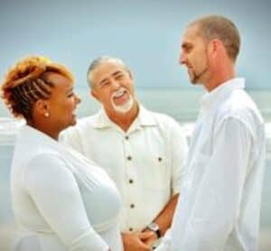 Officiant David mixed interracial couple minister working