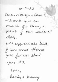 thank you note from client that led to us earning awards